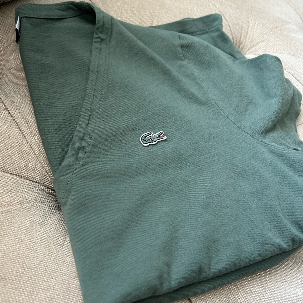 Lacoste Olive V-Neck Tee - Picture 3 of 6